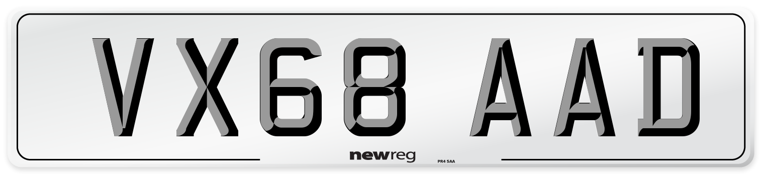 VX68 AAD Number Plate from New Reg
